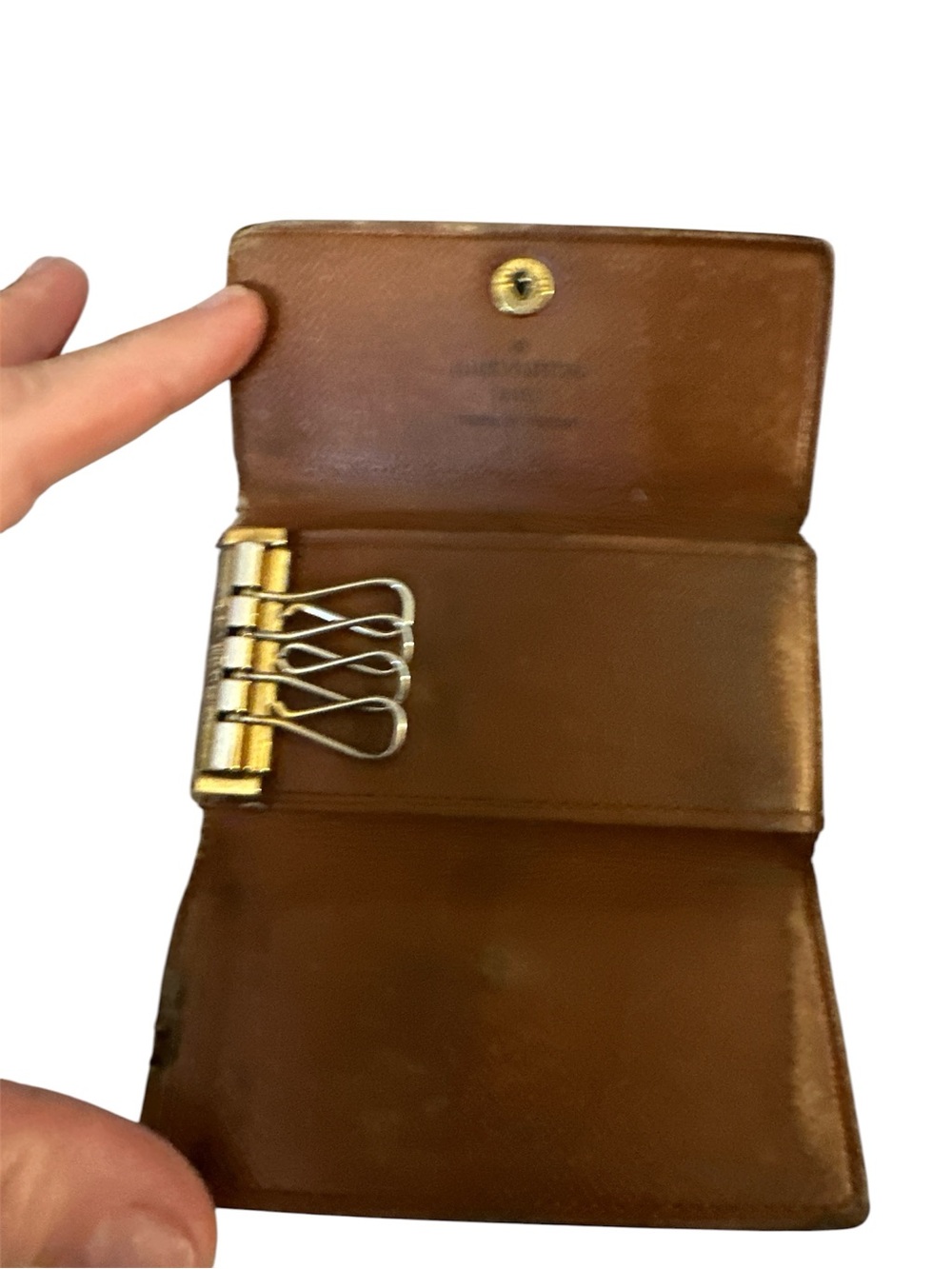 Louis Vuitton Monogram Canvas Key Pouch - Brown with Gold Accent good cond - Picture 3 of 7